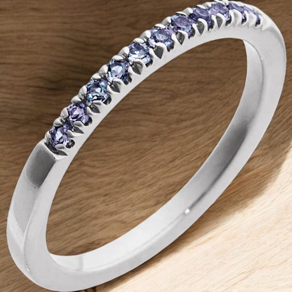 Alexandrite Stackable Ring In 10kt White Gold - image 1
